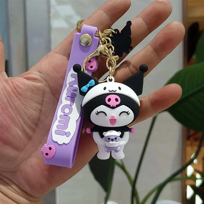 

Брелок Kawaii Sanrio Kuromi, милый мультяшный Автомобильный ключ, подвеска для пары рюкзаков, украшение, подвеска, подарок лучшему другу