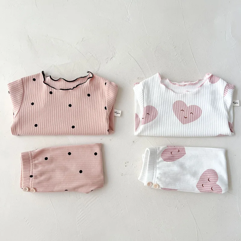 Baby Pajama Set MILANCEL Spring Baby Pajama Set Dot Print Infant Girls Sleeper Wear Toddler Girls Indoor Clothes Suit