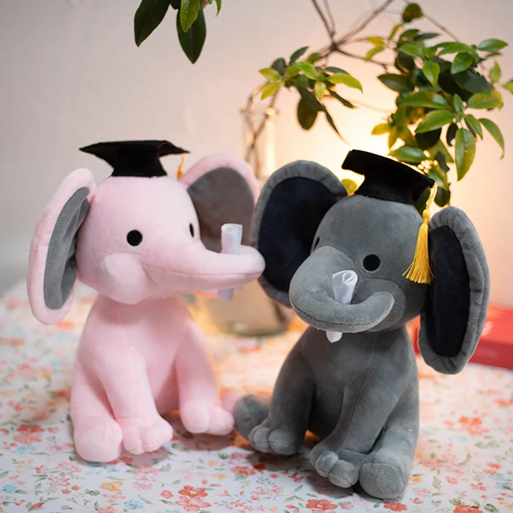 

25cm Cute Elephant Plush Toys Cartoon Sleeping Stuffed Pillow Doll Soft Cushion Graduation Gift Kids Birthday Gift