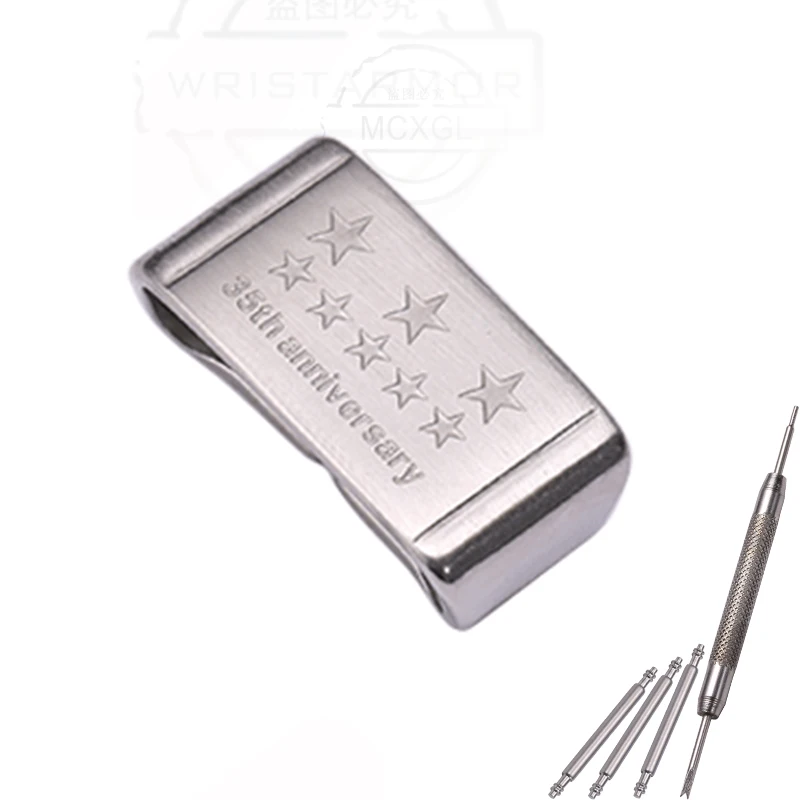 Stainless Steel Watch Band Strap Holder Loop and Bezel Buckle