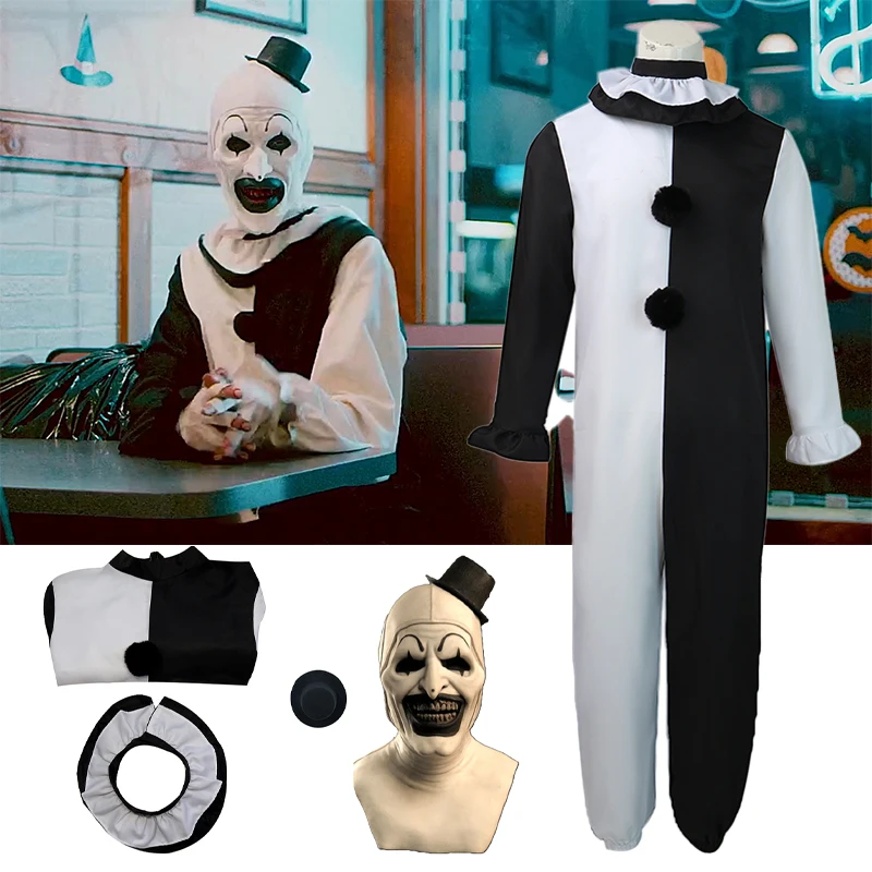

Adults Children Art The Clown Cosplay Costume Jumpsuit Hat Mask Outfits Halloween Carnival Suit