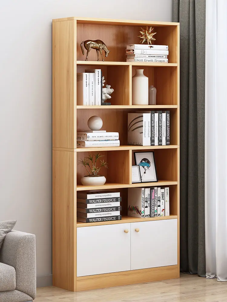 Popular Bookshelf Home Study Black Wooden Bookshelf Bookshelf Luxury Modern Office Simple Bookcase