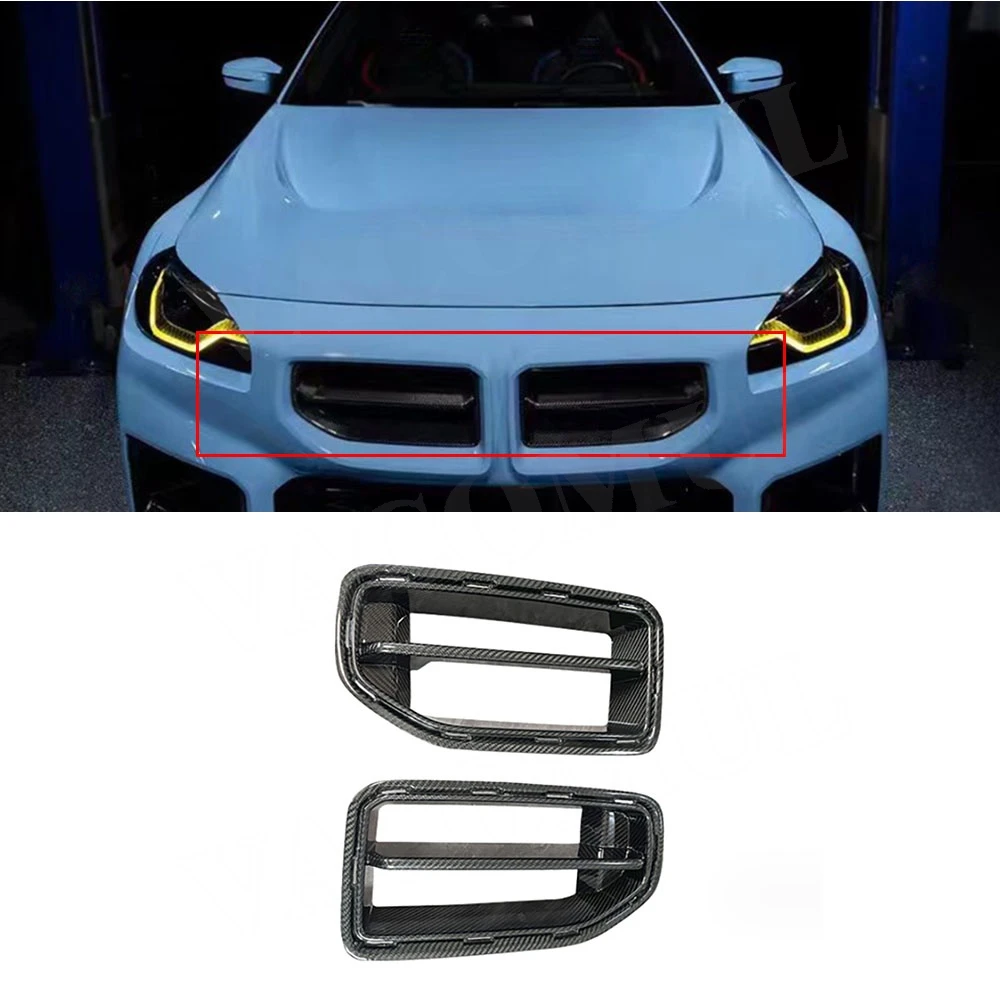 

Dry Carbon Fiber Car Front Racing Grille for BMW 2 Series G87 M2 2023+ Front Bumper Grille Frame Fog Lamp Grill Cover Bodykit