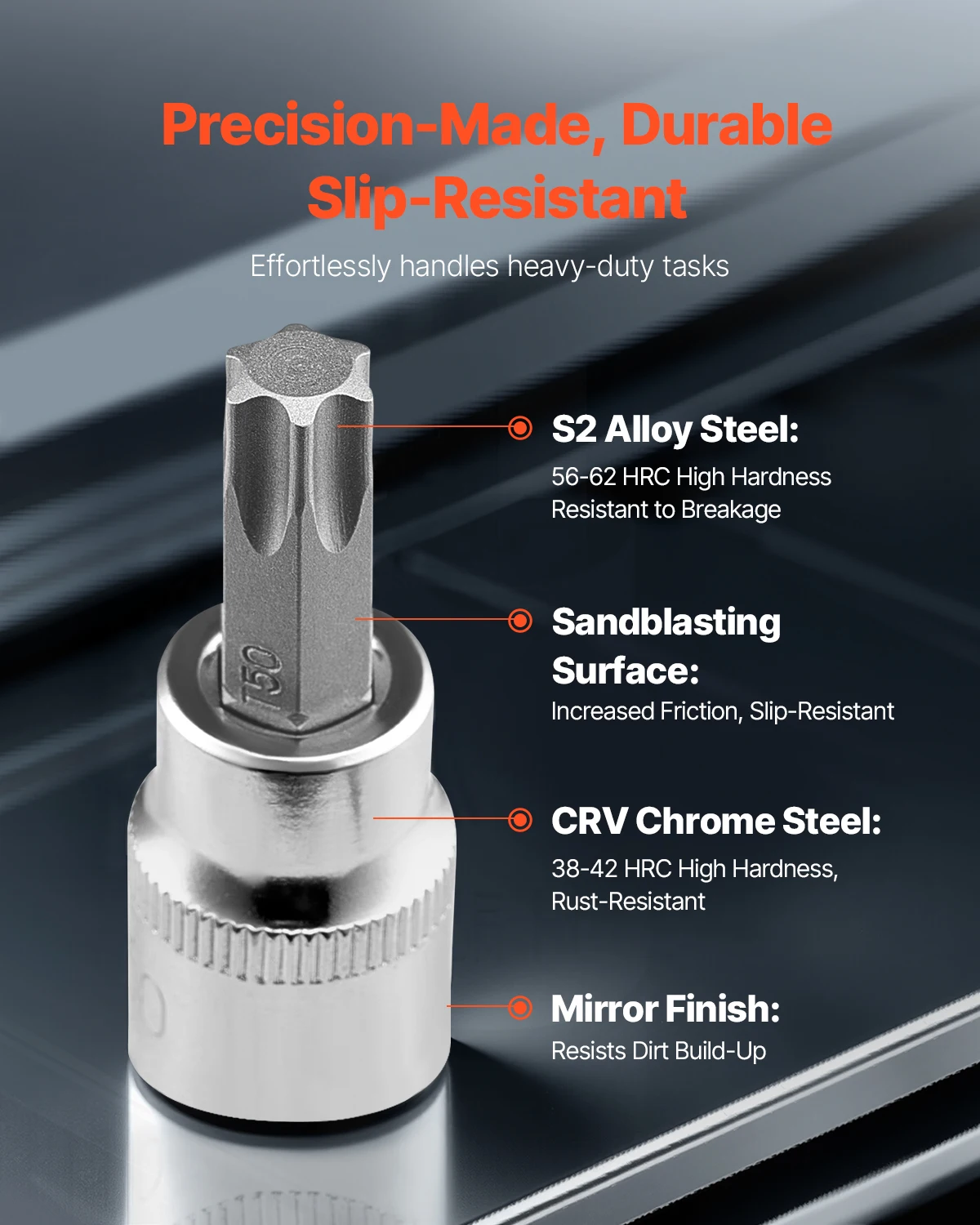 20-teiliges Extra Langes Inbus-Bit-Set, 3/8" Antrieb, SAE & Metrisch – S2-Stahl, Cr-V-Stecknüsse, In Blasformkoffer
