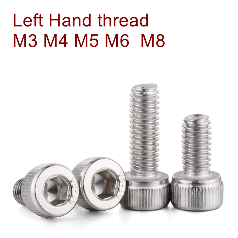 1-10Pcs M6-M12 A2 304SS Left Hand Thread Allen Bolts Socket Cap Screws 