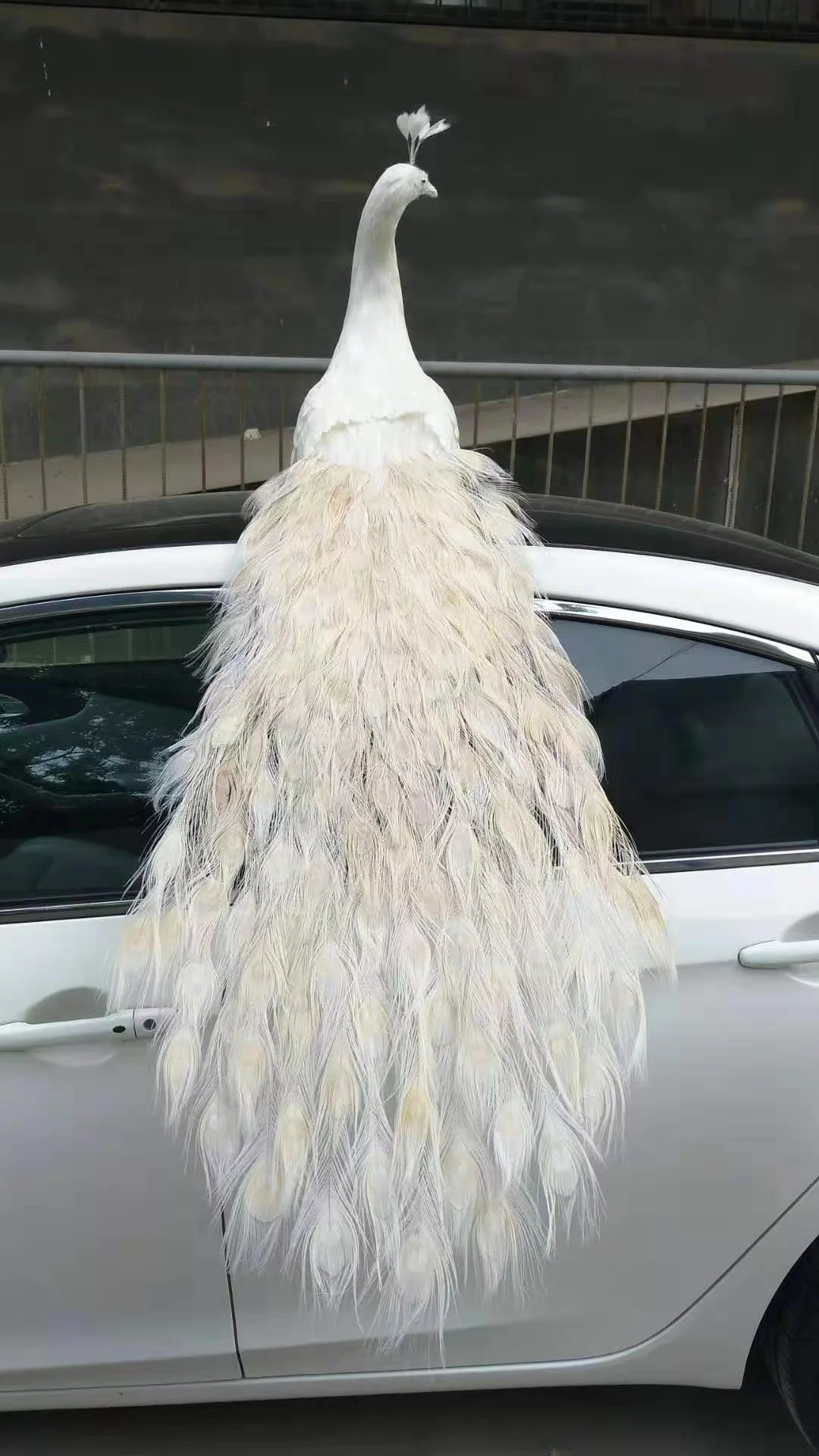 

big simulation foam&feathers long tail white feathers peacock bird model garden decoration about 150cm a2752