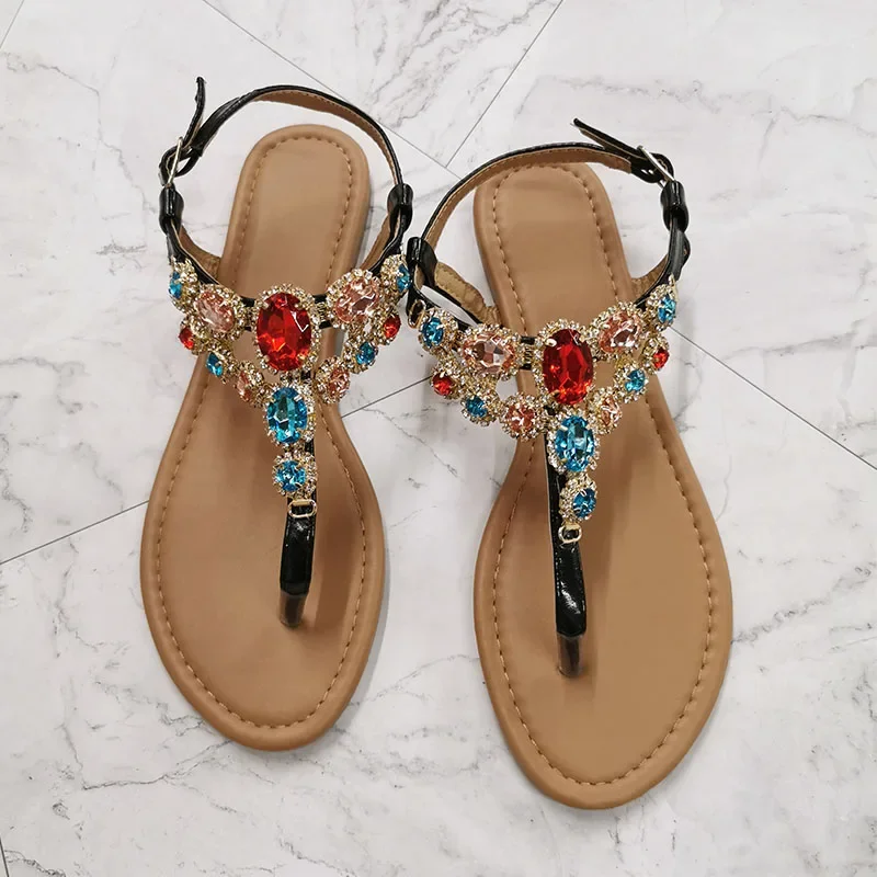 Women Sandals Women Shoes Summer Fashion Rhinestone Decoration Simple Comfortable Casual Buckle Sandalias De Mujer