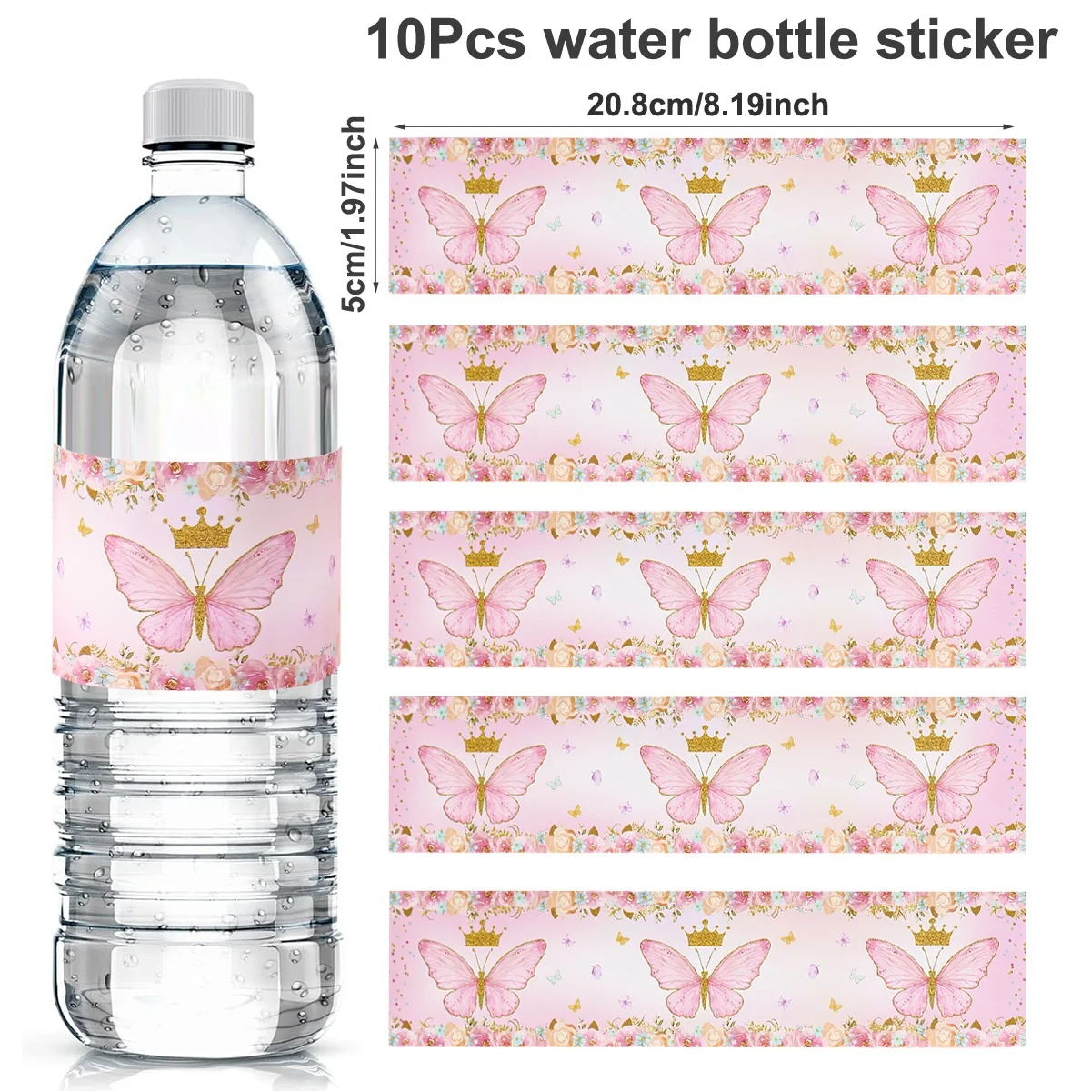 Set of 10 Purple Butterfly Bottle Labels - Elegant Sticker Decorations for Celebrations and Events