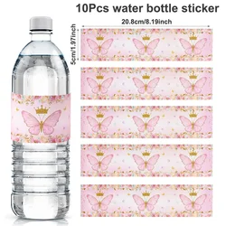 Set of 10 Purple Butterfly Bottle Labels - Elegant Sticker Decorations for Celebrations and Events (Pink)