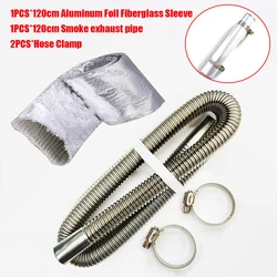 Elbow Pipe Air Parking Heater Exhaust Tube Connector with Clip for Boats and Car Heating Systems (GRG Set - 120cm)