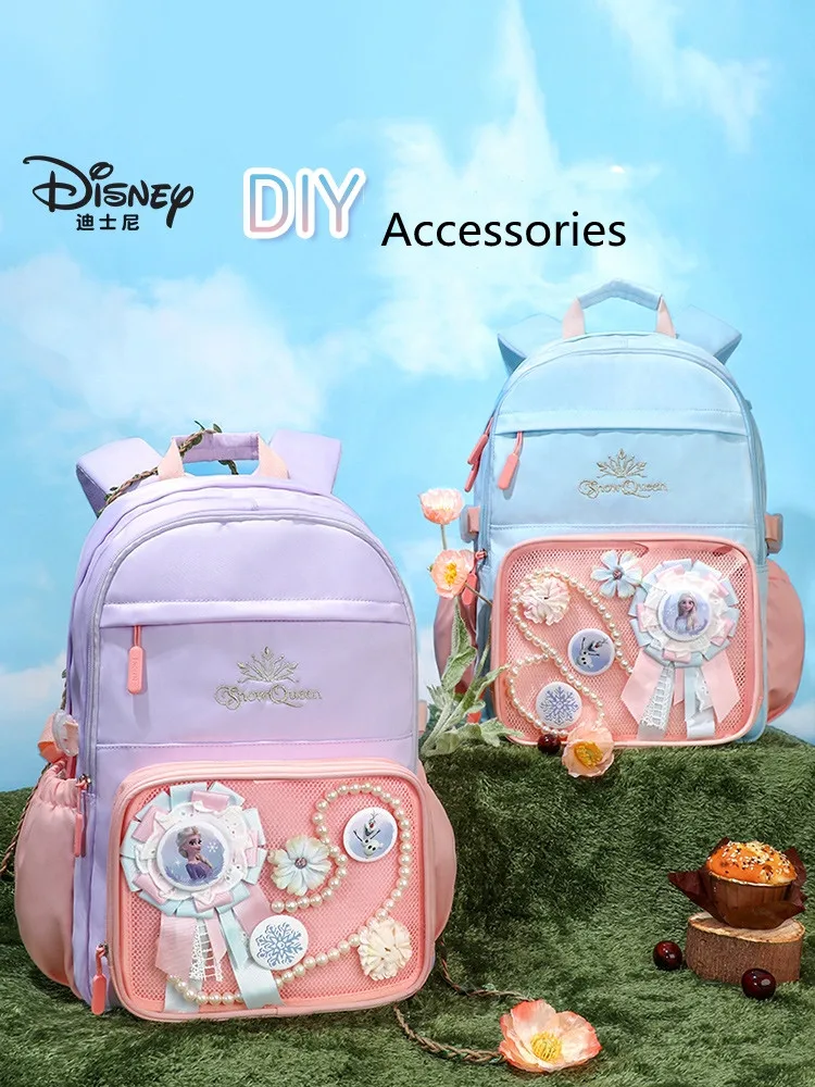 Disney Frozen Leisure School Bags For Girls Primary Middle Student Shoulder Orthopedic Backpack Grade 2-6 Large Capacity Mochila