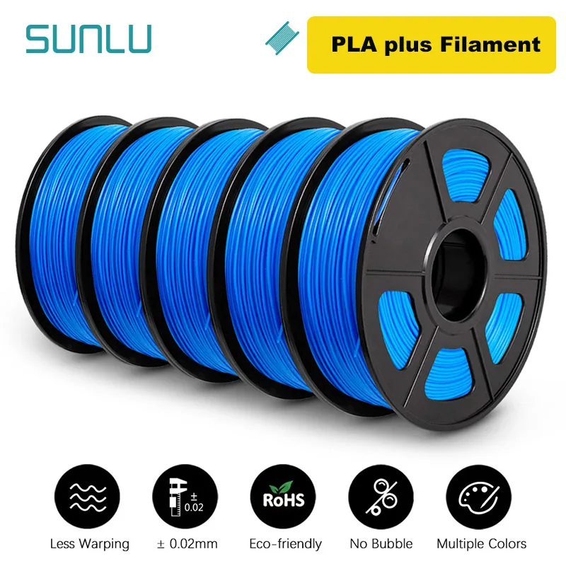 thumbnail image 1 of SUNLU 5KG 3D PLA/PETG/PLA PLUS/Filamento transparente 1,75 mm 5 rollos 1KG Impresora 3D Filamento 3D perfectamente enrollado para impresora 3D y bolígrafo 3D, 1 of 5