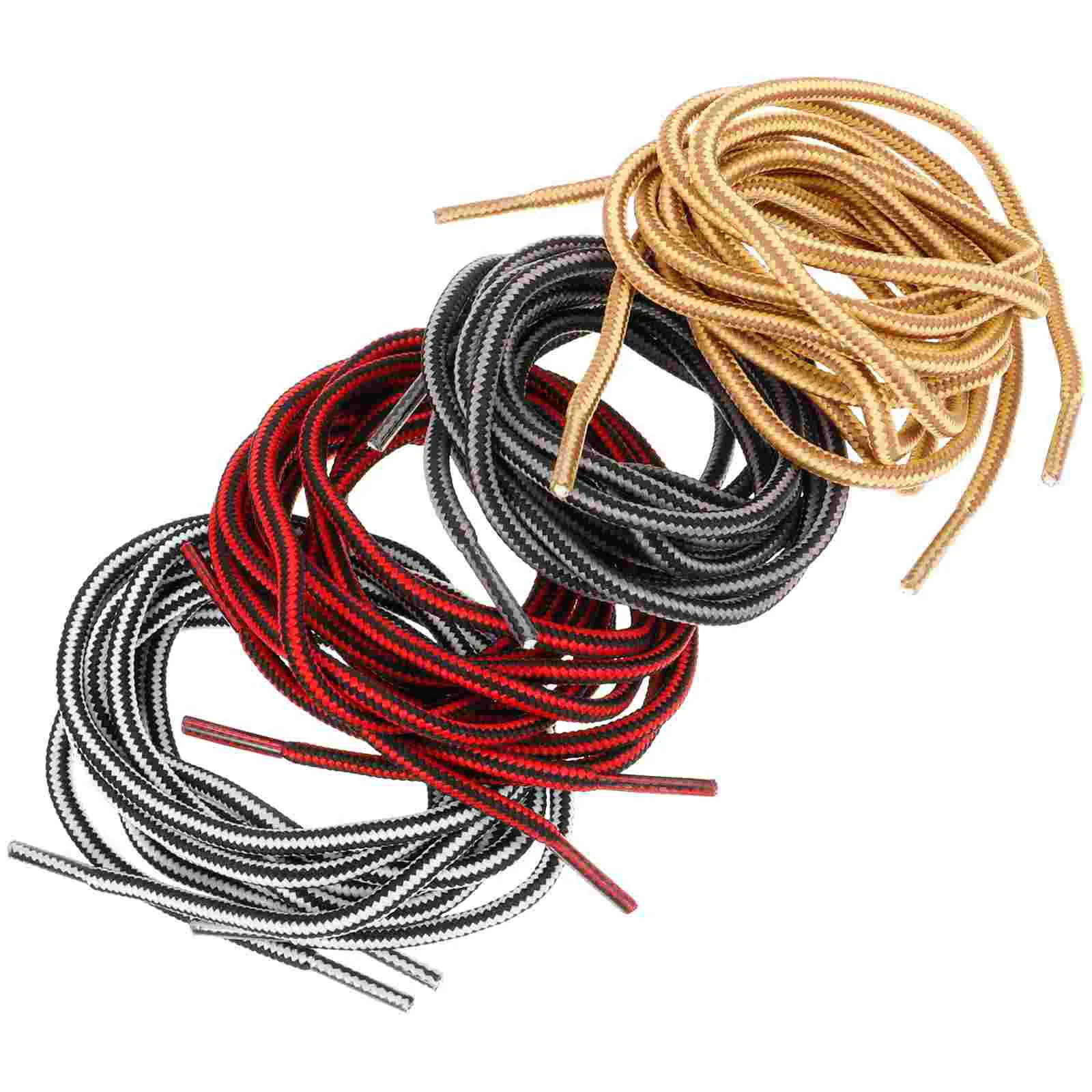 

4 Pairs Retro Round Shoelaces Shoes Replacement Stripe for Boots Fabric Rope Thick Sneakers Miss