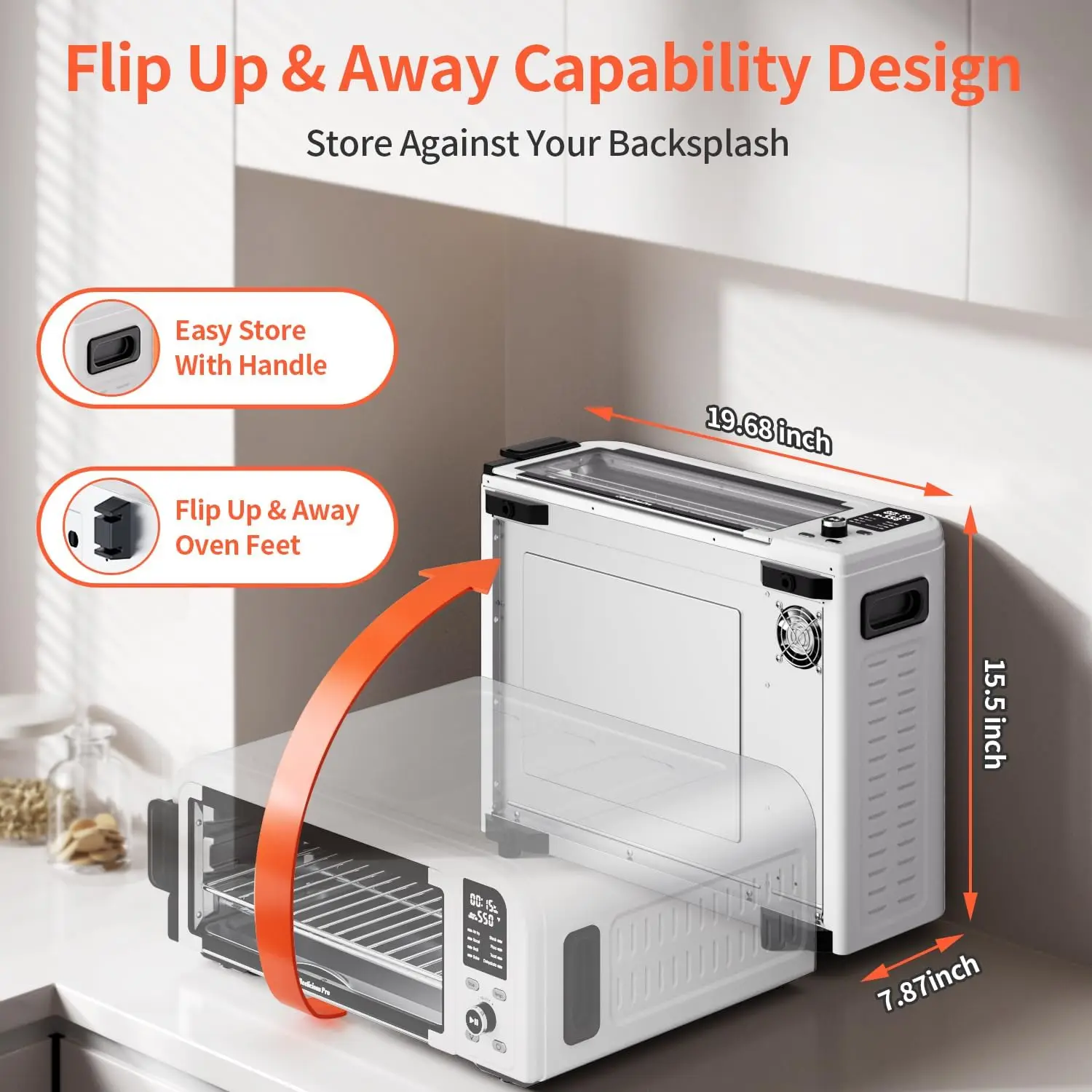 19QT Digital 8-in-1 Air Fryer Toaster Oven, 550°F Flavor-Lock Tech, Flip Up & Away Capability, 40+ Recipes, Airfryer Countertop 3
