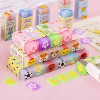 3 Piece Cartoon Cute Crystal Clamp Rubber Mini Eraser Set Novelty Stationery 1