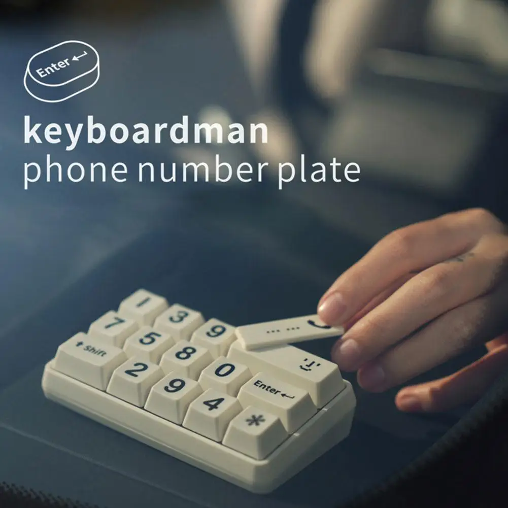 

Car Temporary Parking Number Plate Stop Sign Dashboard Auto Shape Small Phone Mechanical Plate Number Keyboard W6J2
