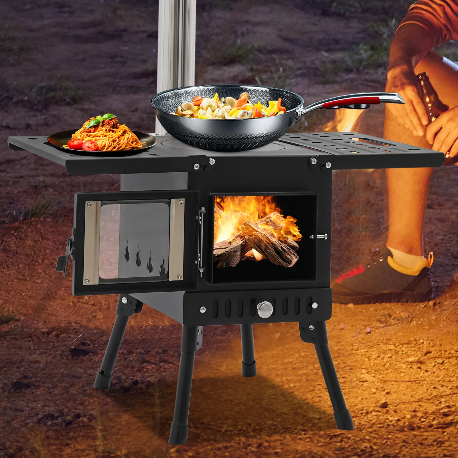 Holzkohle Klappkocher aus Edelstahl – Tragbarer Campinggrill