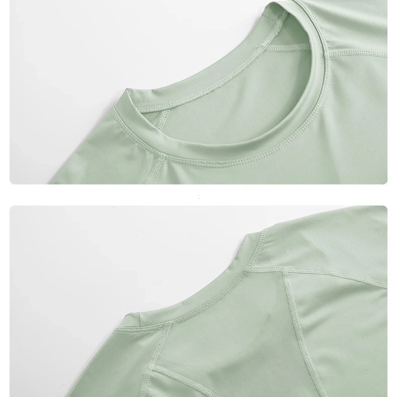 Magliette da yoga Abbigliamento sportivo Camicie da palestra da donna T-shirt da allenamento traspirante ad asciugatura rapida a maniche corte T-shirt da corsa da jogging - Image 4