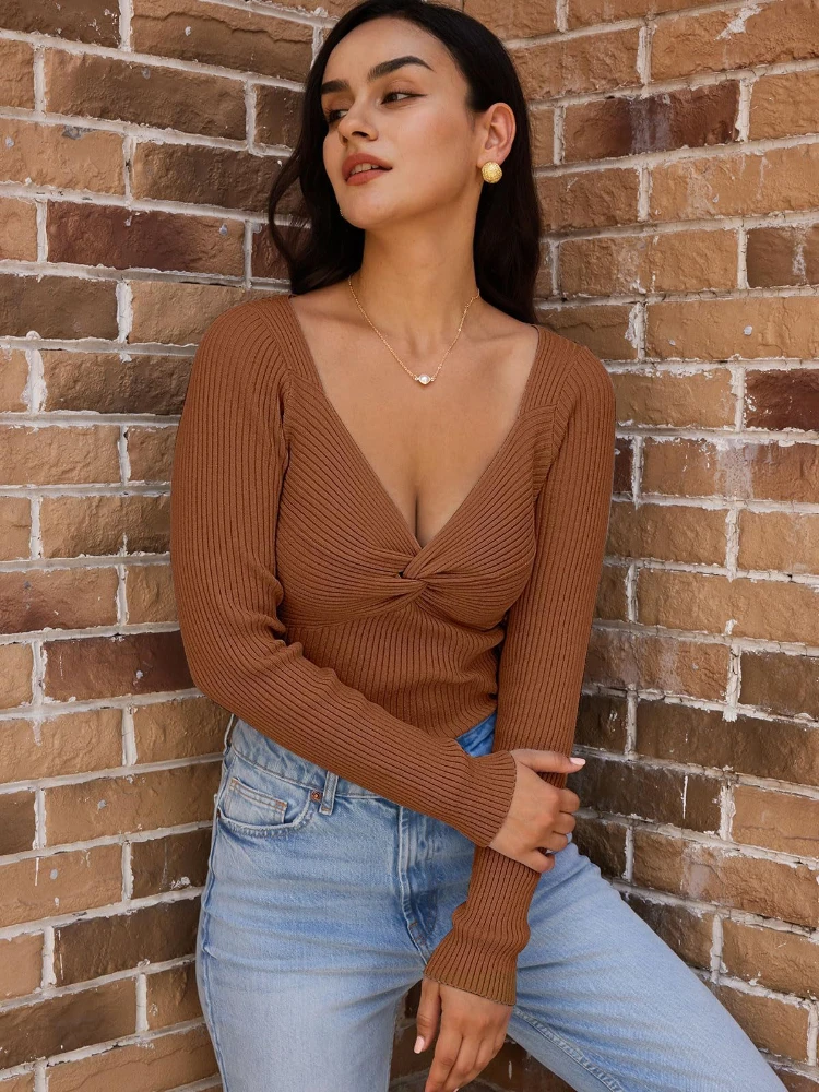 

Women Autumn and Winter Long Sleeve Pullovers Bodysuit Pullover Sexy Solid Sweater Top 2023