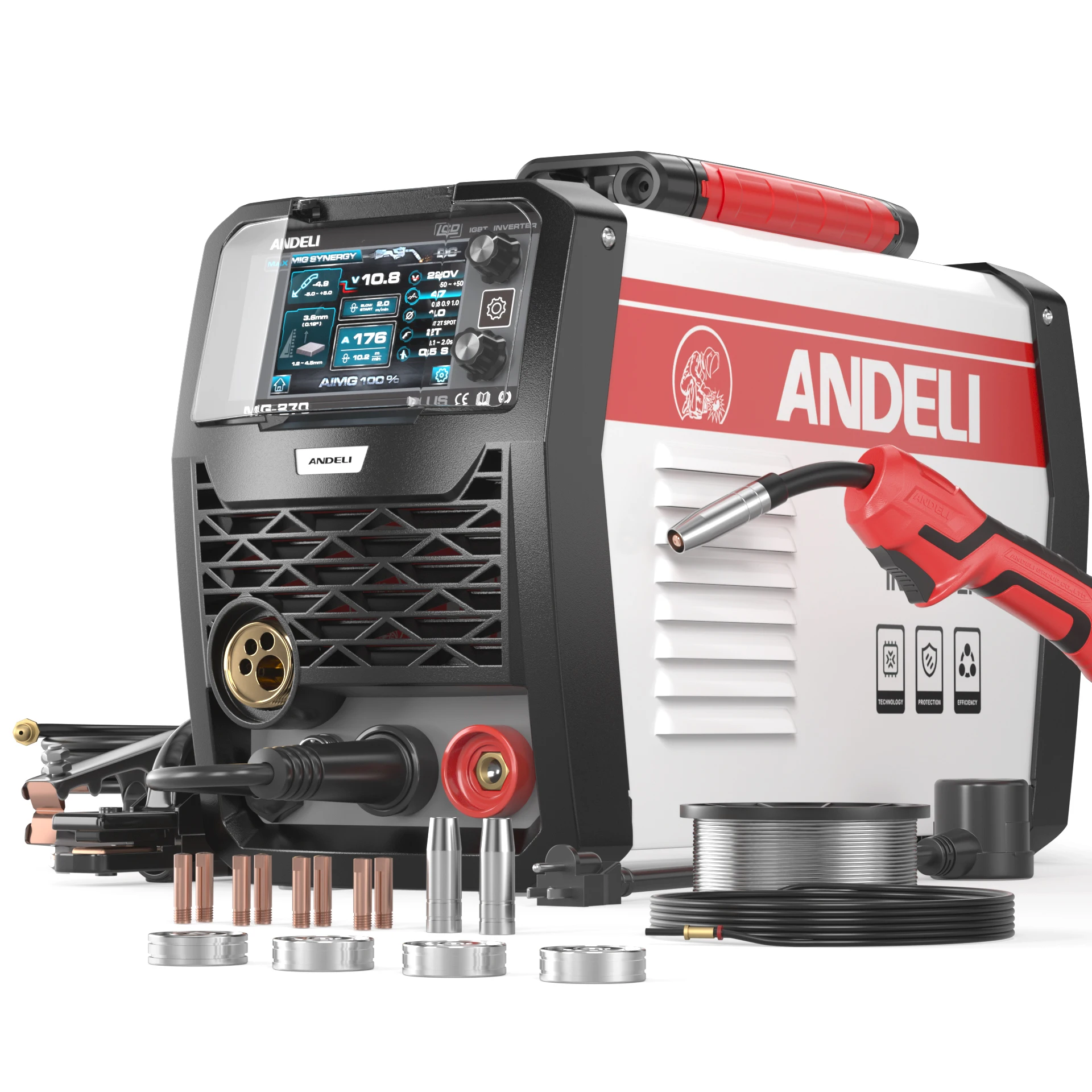 ANDELI 110V 220V New LCD MIG-270 MIG ALUMINIUM Welding Machine