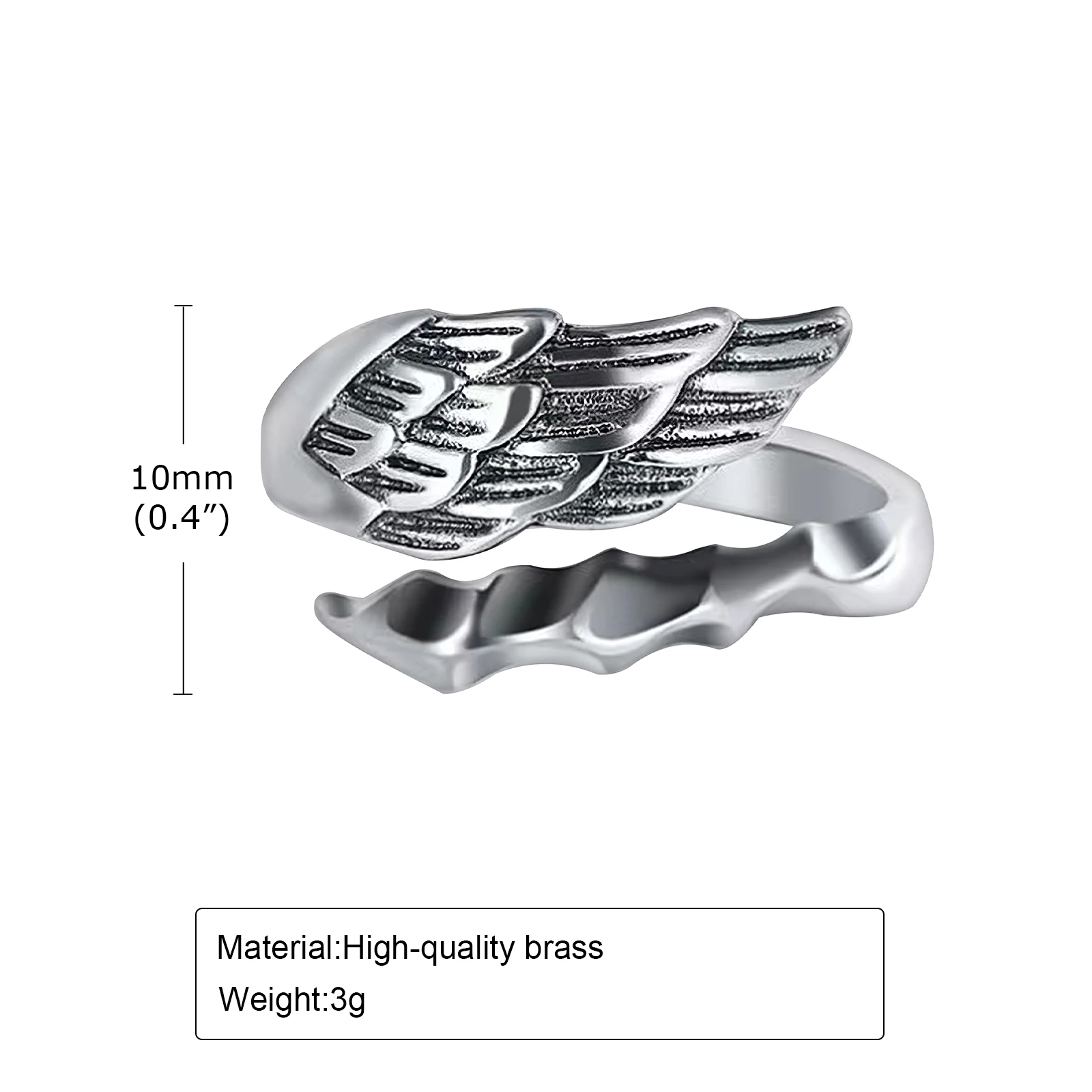 Mprainbow Men's Angel Wing Rings,Retro Silver Color Gothic Feather Finger Bands,Valentine's Father's Day Birthday Gifts for Him