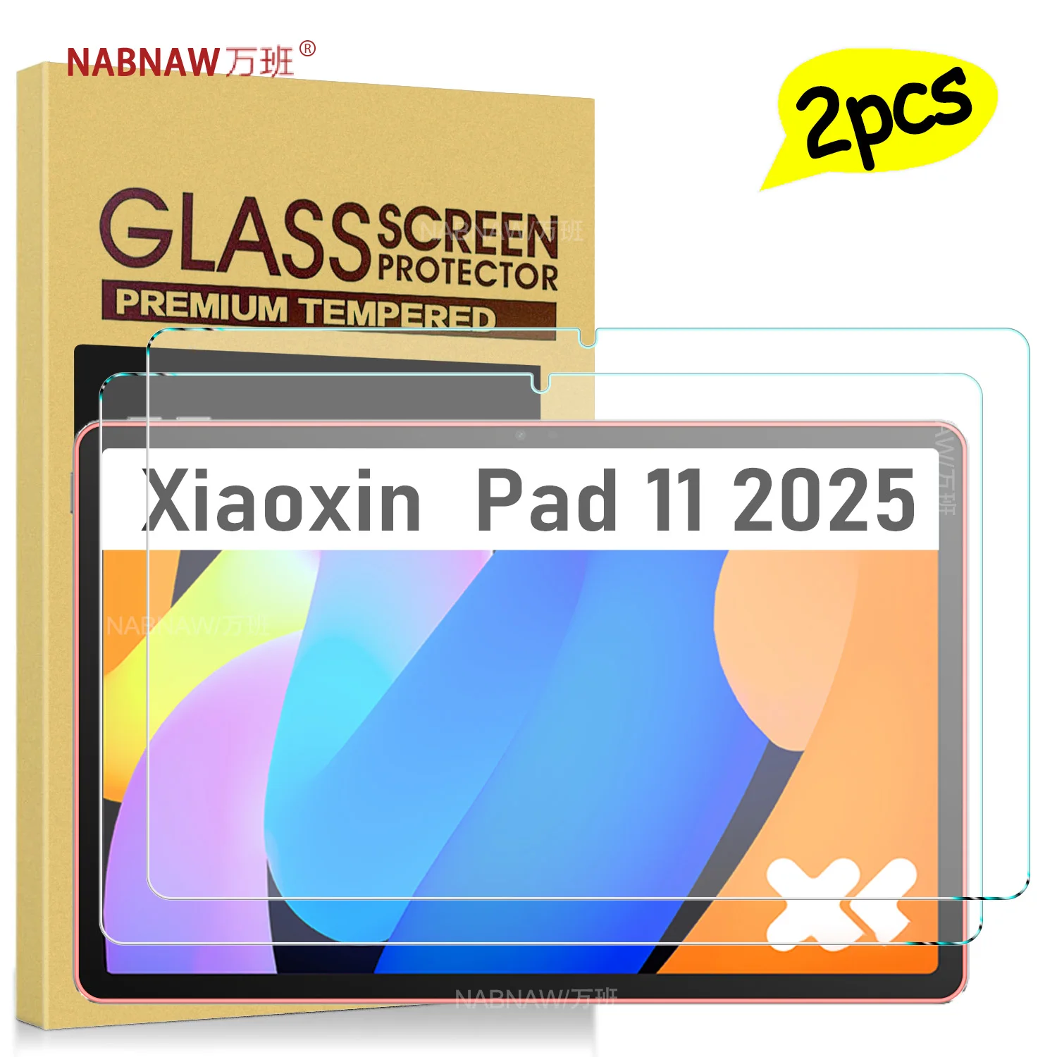 2 Parça Çizilmeye Dayanıklı Temperli Cam Filmi Ekran Koruyucu Lenovo Xiaoxin Pad 2025 11 inç 5G AI Full HD Sert Kapak