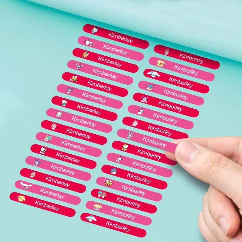 Özel Sanrio İsim Etiketleri - Çoraplar, Matara, Giysiler, Okul ve Kreş Gereçleri için Kişiselleştirilmiş Su Geçirmez Etiketler