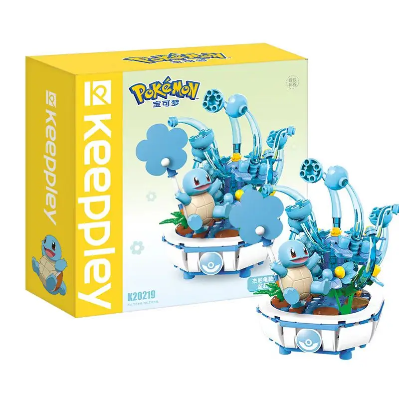 Anime Pokemon Building Block Figure Toys Pikachu Charmander Squirtle Cartoon Model Home Decoration Plant Potted Flower Brick Toy 6
