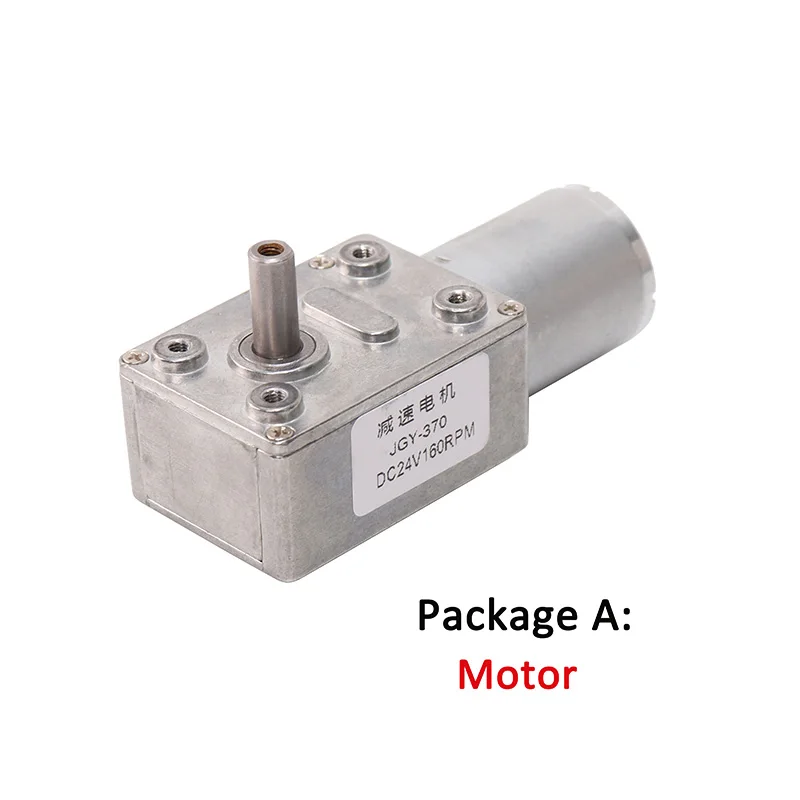 Motore DC Con Riduttore A Vite Senza Fine JGY370 - 6V/12V/24V - Autobloccante Con Ingranaggi Metallo
