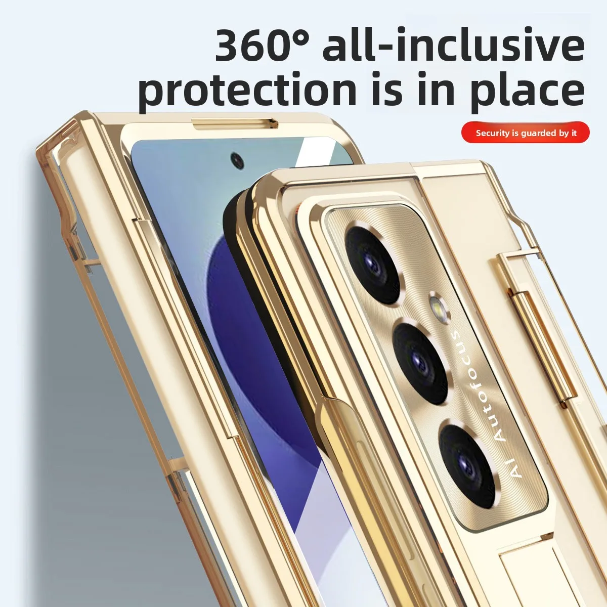 Premium Shockproof Case with Plating Flat Hinge & Tempered Film Cover For Samsung Galaxy Z Fold Series
