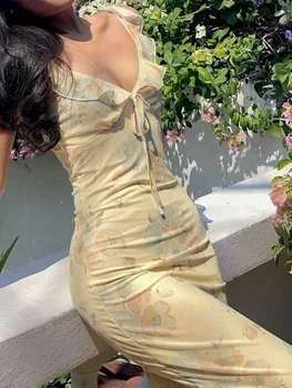 Women's Floral Print Sleeveless Backless Summer Dress 2