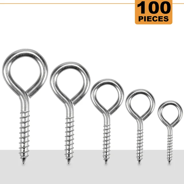 20 Pieces M3/M4/M5 Stainless Steel Eye Screws Hooks Self-tapping Screws  Hooks Ring Metal Cup Hooks Screw-in Hanger - AliExpress