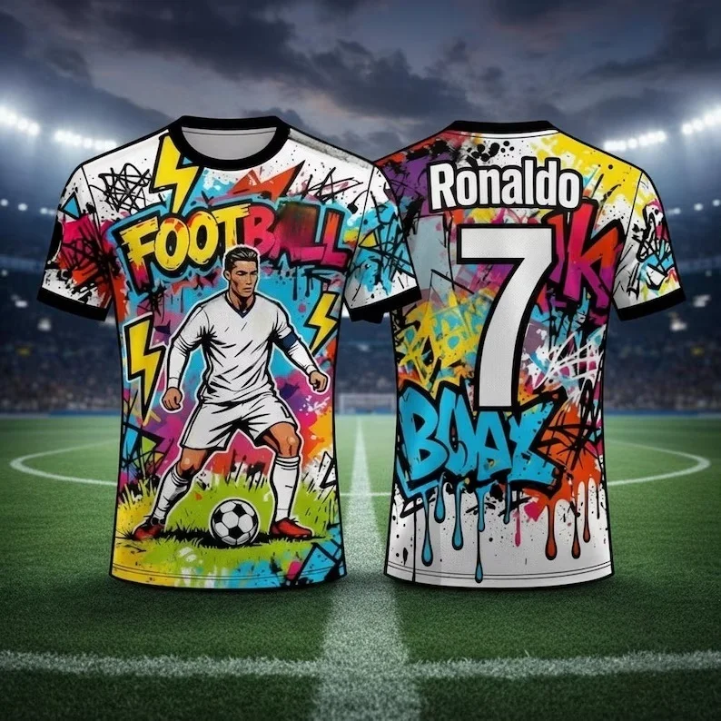 2026 AI-Trikot # 7 Cristiano Ronaldo Bedrucktes T-Shirt Outdoor Fitness Training Sportbekleidung Sommer Herren Kinder T-Shirt Große Größe – Detail 5