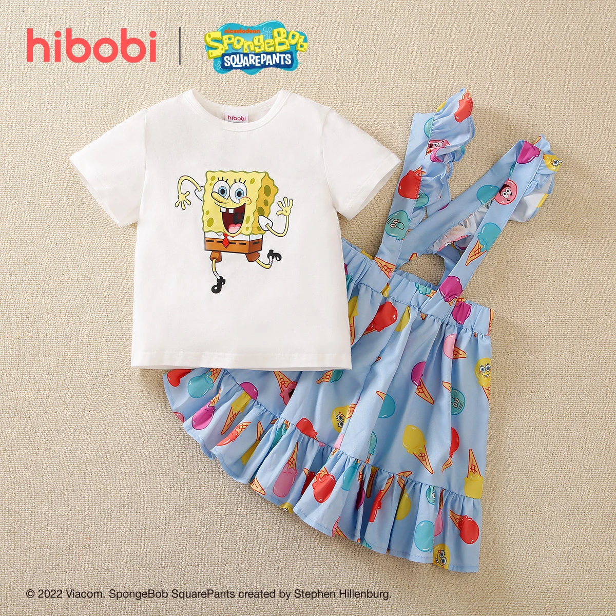 Hibobi Conjunto de ropa de Bob Esponja para niñas pequeñas, ropa informal  con estampado de dibujos animados, Vestido de manga corta, traje de verano|  | - AliExpress