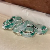 Bagues classiques en diamant incrusté de calcédoine naturelle verte pour femmes, nouveau style chinois, mode exquise, bijoux cadeau 1