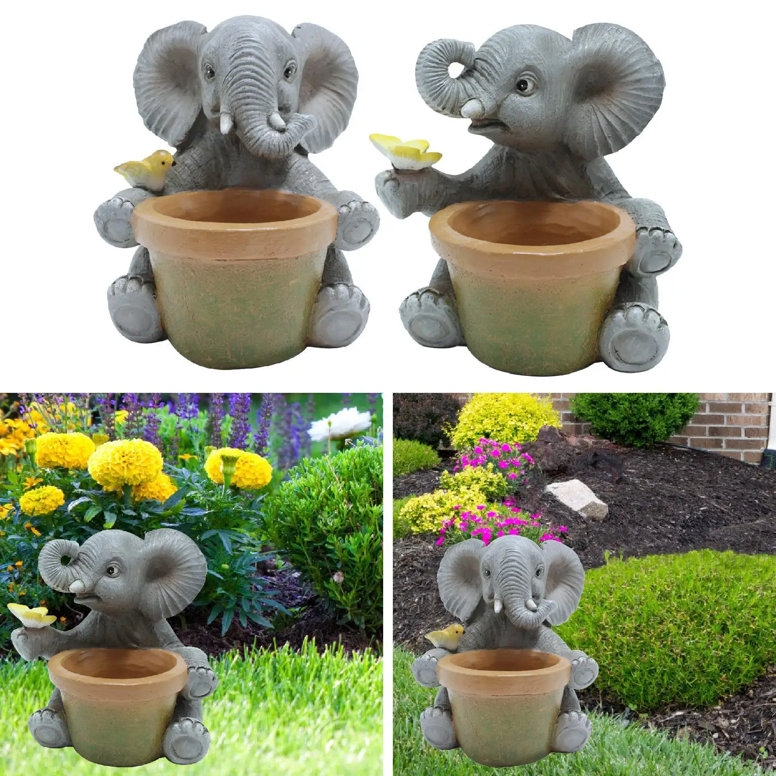 https://ae01.alicdn.com/kf/Sf52082717a914b1d8b64b167927a5cd6E.jpg Garden Elephant Statue Planter Plant Pot for Porch Office Indoor/Outdoor