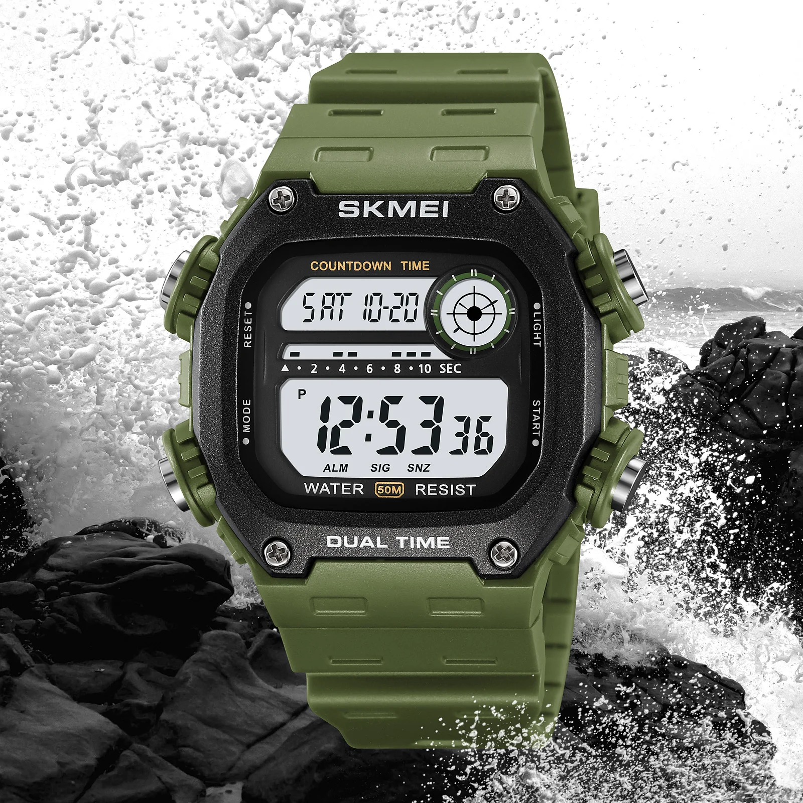 SKMEI 2126  Wristwatch Alarm montre homme Back Light Dightal Countdown Sport Watches Mens Fashion 5Bar Waterproof Stopwatch 2