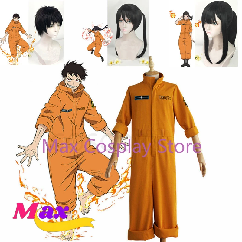 Max Shinra Kusakabe Costume Cosplay Enn Enn No Shouboutai Fire Force Uniform Maki Oze Parrucca Cosplay Kotatsu Tamaki Fire Service
