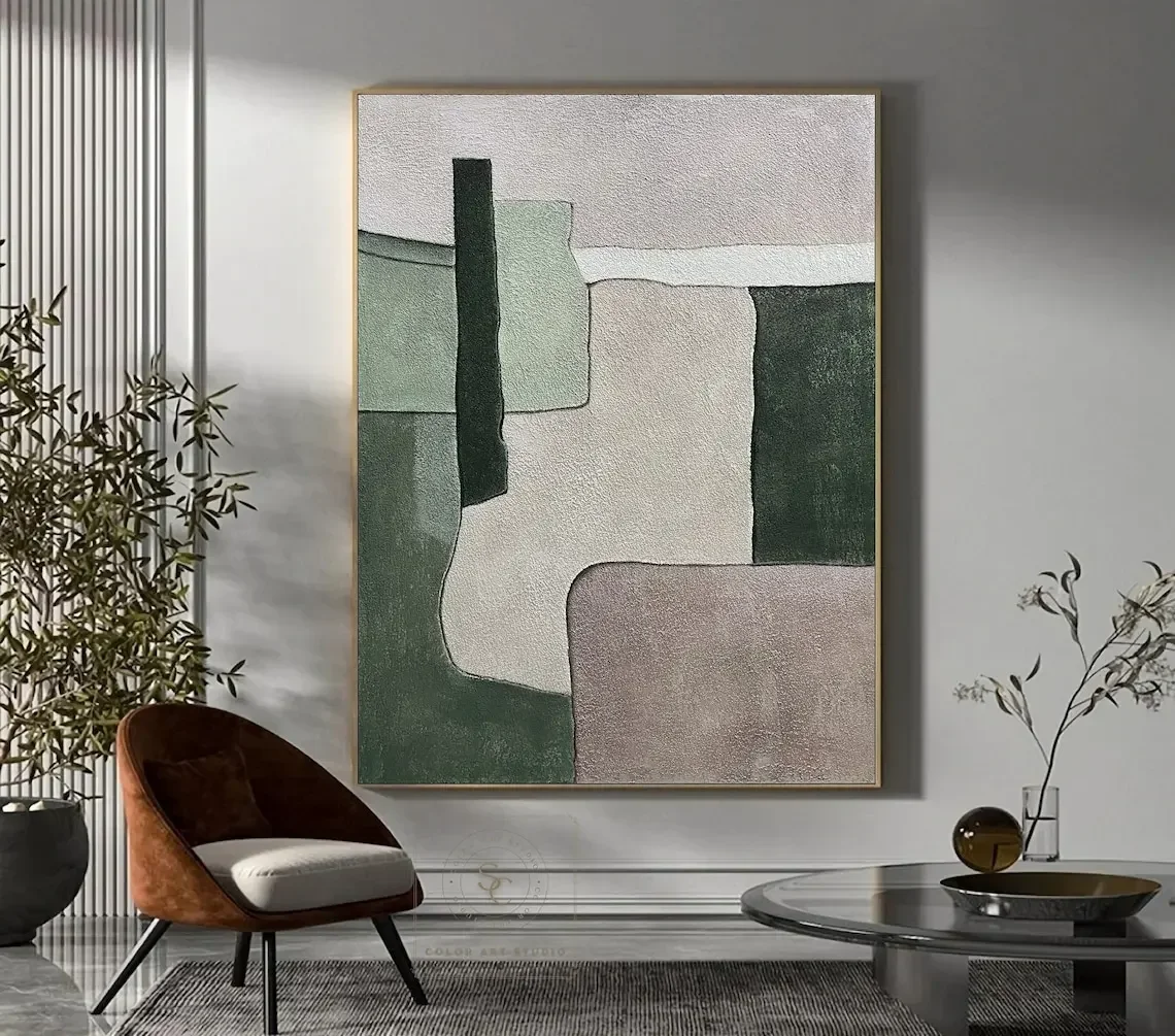 البيج وابي سابي جدار الفن الأسود البيج مجردة جدار...