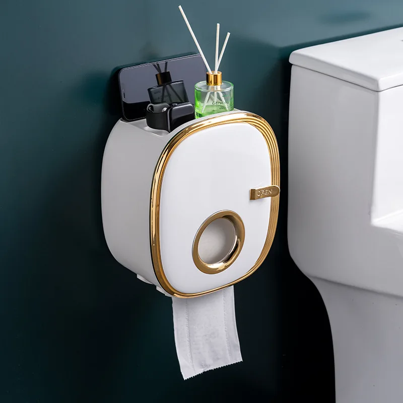 Bathroom Tissue Box Hanging Wall Free Punching Toilet Paper Boxes
