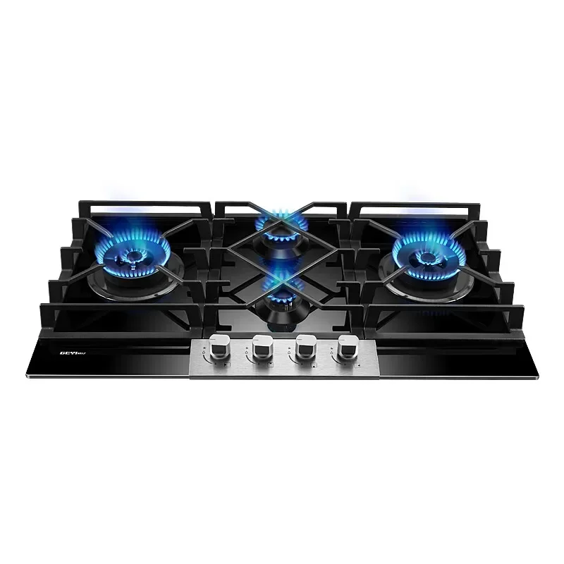 GEYI Built-in Gas Cooker with 4 Heads 860mm Big Panel 4 Burners Gas Stove for Kitchen Fierce Fire Power Range Cooktop