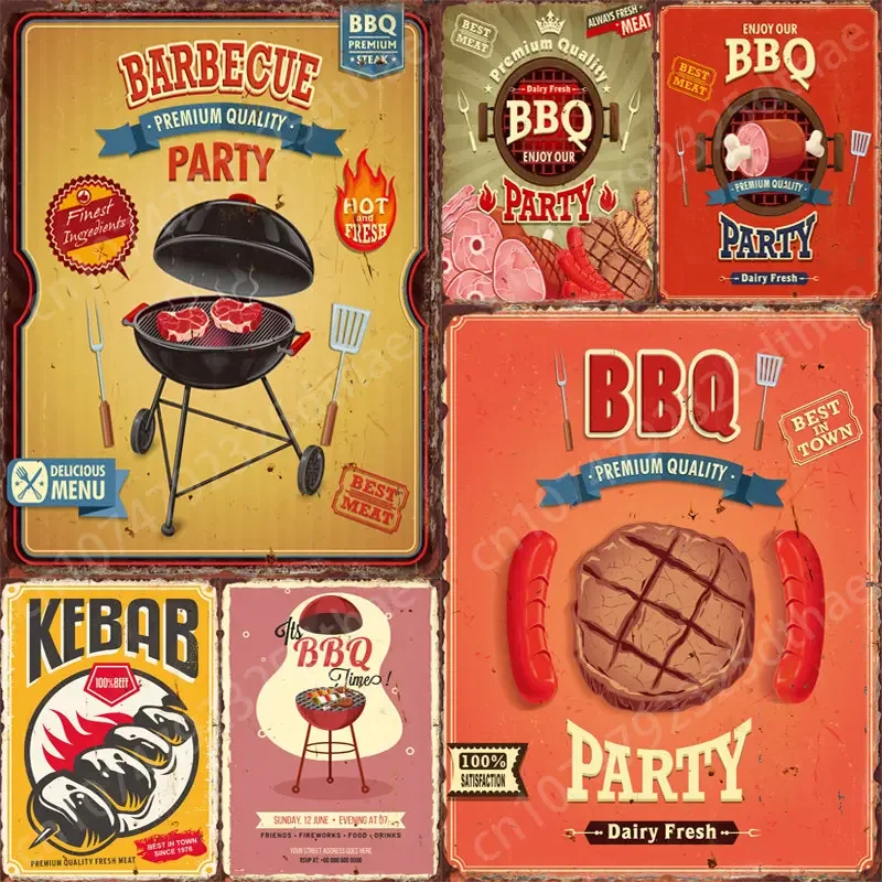 

Barbecue Delicious Food Metal Tin Sign Poster BBQ Shop Plaque Vintage Restaurant Diner Wall Decorative Slogan Kitchen Plaques