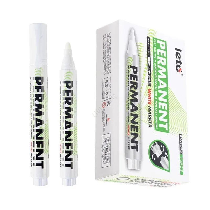 1/2/5pcs Oily White Marker Pen 3.0mm Oily Waterproof White Gel Pens Writing Drawing Graffiti Stationery Wrting School Supplies
