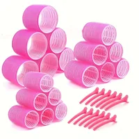 Kit de coiffure sans chaleur, 30 pièces/ensemble, rouleaux auto-agrippants avec 18 rouleaux de cheveux et 12 Clips pour bricolage, facile à utiliser 3
