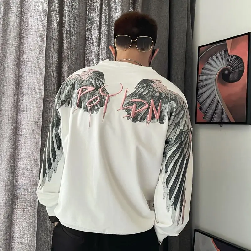 Chic Hoodie Spring and Autumn Wings Women's Men's T-shirt Women's Long Sleeve New Loose Top Woman Tshirts 2023
