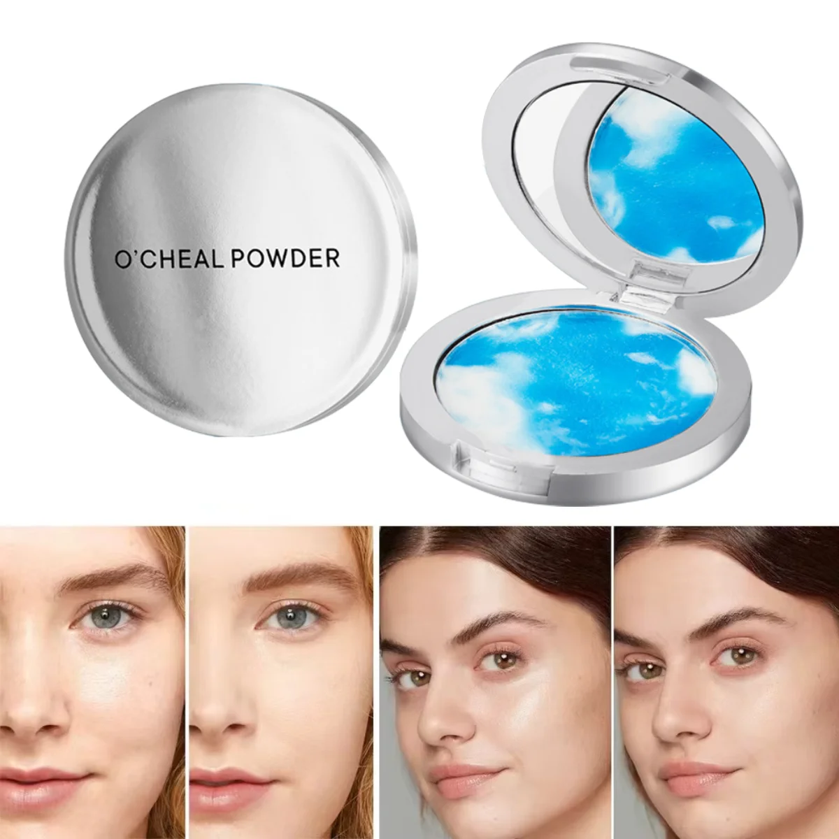Loose Powder 1PC Blue Sky And Cloud Oil Powder Skin-friendly Skin Natural Face Long Lasting Contouring Powder Cosmetics