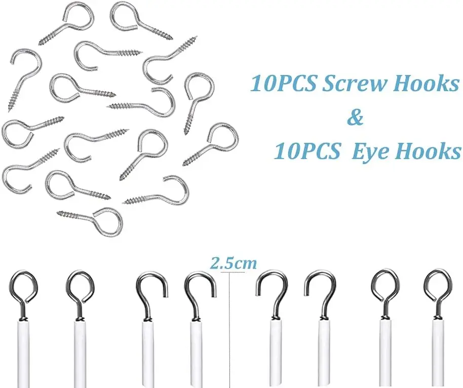 Curtain Wire,10 Meters (32FT) Hanging Cord Kit with 10 Pairs of Hooks & Eyes Picture Hanging Wire for Net Curtain Rods 2