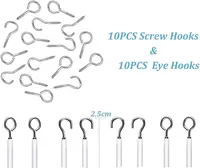 Curtain Wire,10 Meters (32FT) Hanging Cord Kit with 10 Pairs of Hooks & Eyes Picture Hanging Wire for Net Curtain Rods 2