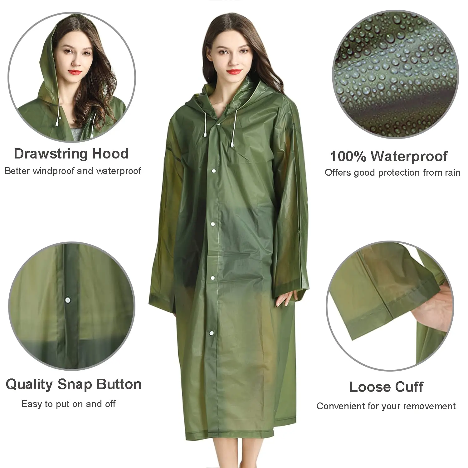 impermeable chubasquero mujer Chubasquero grueso reutilizable para hombre y mujer, chaqueta impermeable, Poncho, capucha, traje con capucha para turismo, pesca, ciclismo y senderismo