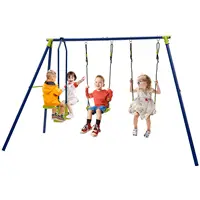 Babyjoy 440 lbs Swing Set 2-in-1 Kids Swing Stand w/Two Swings & One Glider for Backyard 1